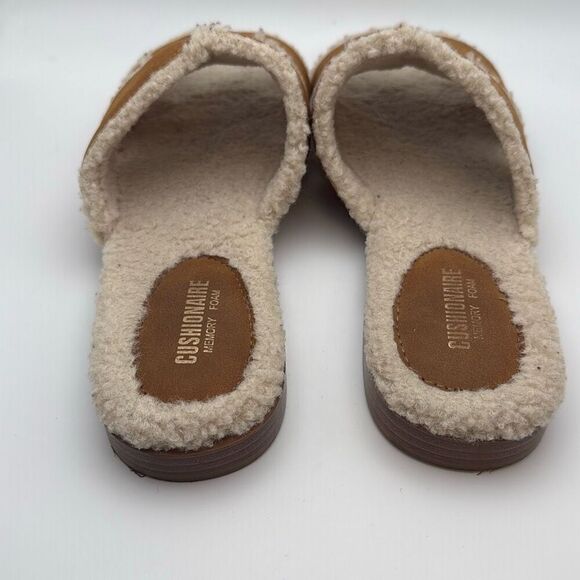 CUSHIONAIRE Women's Cozy Faux Shearling Lined Slide Sandal SIZE 8 WHISKEY PREOWN - Picture 4 of 9